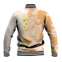 Orange Hawaii Shark Tattoo Baseball Jacket Puakenikeni Lei Plumeria Polynesian Pattern LT14 - Polynesian Pride