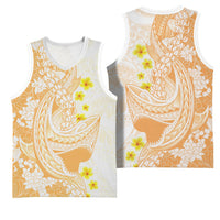 Orange Hawaii Shark Tattoo Basketball Jersey Puakenikeni Lei Plumeria Polynesian Pattern LT14 - Polynesian Pride
