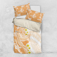 Orange Hawaii Shark Tattoo Bedding Set Puakenikeni Lei Plumeria Polynesian Pattern LT14 US Twin 172cm x 218cm Orange - Polynesian Pride