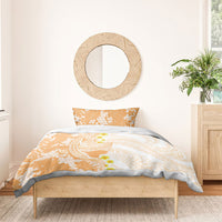 Orange Hawaii Shark Tattoo Bedding Set Puakenikeni Lei Plumeria Polynesian Pattern LT14 - Polynesian Pride