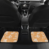 Orange Hawaii Shark Tattoo Car Mats Puakenikeni Lei Plumeria Polynesian Pattern LT14 Set 2pcs - Back Orange - Polynesian Pride
