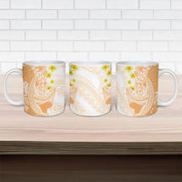 Orange Hawaii Shark Tattoo Ceramic Mug Puakenikeni Lei Plumeria Polynesian Pattern LT14 - Polynesian Pride