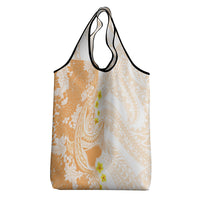 Orange Hawaii Shark Tattoo Grocery Bag Puakenikeni Lei Plumeria Polynesian Pattern LT14 - Polynesian Pride