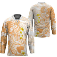 Orange Hawaii Shark Tattoo Hockey Jersey Puakenikeni Lei Plumeria Polynesian Pattern LT14 - Polynesian Pride