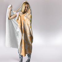 Orange Hawaii Shark Tattoo Hooded Blanket Puakenikeni Lei Plumeria Polynesian Pattern LT14 - Polynesian Pride