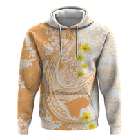 Orange Hawaii Shark Tattoo Hoodie Puakenikeni Lei Plumeria Polynesian Pattern LT14 Pullover Hoodie Orange - Polynesian Pride