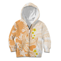 Orange Hawaii Shark Tattoo Kid Hoodie Puakenikeni Lei Plumeria Polynesian Pattern LT14 Zip Hoodie Orange - Polynesian Pride