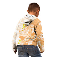 Orange Hawaii Shark Tattoo Kid Hoodie Puakenikeni Lei Plumeria Polynesian Pattern LT14 - Polynesian Pride
