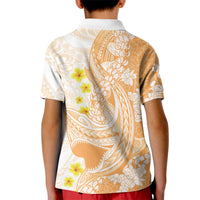 Orange Hawaii Shark Tattoo Kid Polo Shirt Puakenikeni Lei Plumeria Polynesian Pattern LT14 - Polynesian Pride
