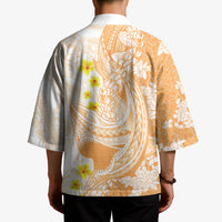 Orange Hawaii Shark Tattoo Kimono Puakenikeni Lei Plumeria Polynesian Pattern LT14 - Polynesian Pride