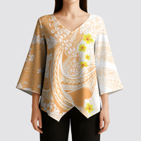 Orange Hawaii Shark Tattoo Kimono Sleeve Blouse Puakenikeni Lei Plumeria Polynesian Pattern LT14 - Polynesian Pride