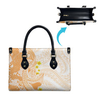 Orange Hawaii Shark Tattoo Leather Bag Puakenikeni Lei Plumeria Polynesian Pattern LT14 - Polynesian Pride