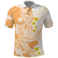 Orange Hawaii Shark Tattoo Polo Shirt Puakenikeni Lei Plumeria Polynesian Pattern LT14 Orange - Polynesian Pride