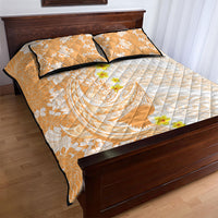 Orange Hawaii Shark Tattoo Quilt Bed Set Puakenikeni Lei Plumeria Polynesian Pattern LT14 - Polynesian Pride