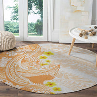 Orange Hawaii Shark Tattoo Round Carpet Puakenikeni Lei Plumeria Polynesian Pattern LT14 - Polynesian Pride