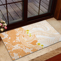 Orange Hawaii Shark Tattoo Rubber Doormat Puakenikeni Lei Plumeria Polynesian Pattern LT14 - Polynesian Pride