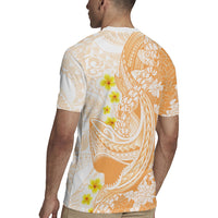 Orange Hawaii Shark Tattoo Rugby Jersey Puakenikeni Lei Plumeria Polynesian Pattern LT14 - Polynesian Pride