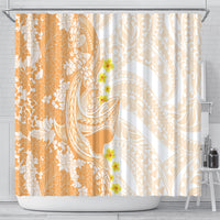 Orange Hawaii Shark Tattoo Shower Curtain Puakenikeni Lei Plumeria Polynesian Pattern LT14 - Polynesian Pride