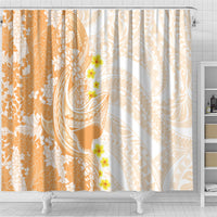 Orange Hawaii Shark Tattoo Shower Curtain Puakenikeni Lei Plumeria Polynesian Pattern LT14 - Polynesian Pride