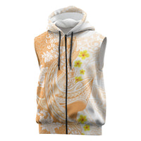 Orange Hawaii Shark Tattoo Sleeveless Zip Hoodie Puakenikeni Lei Plumeria Polynesian Pattern LT14 Orange - Polynesian Pride