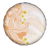 Orange Hawaii Shark Tattoo Spare Tire Cover Puakenikeni Lei Plumeria Polynesian Pattern LT14 - Polynesian Pride