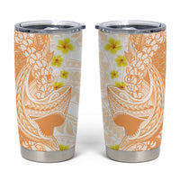 Orange Hawaii Shark Tattoo Tumbler Cup Puakenikeni Lei Plumeria Polynesian Pattern LT14 Orange - Polynesian Pride