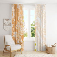 Orange Hawaii Shark Tattoo Window Curtain Puakenikeni Lei Plumeria Polynesian Pattern LT14 - Polynesian Pride