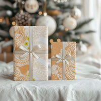 Orange Hawaii Shark Tattoo Wrapping Paper Puakenikeni Lei Plumeria Polynesian Pattern LT14 - Polynesian Pride