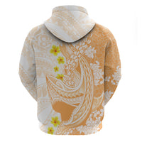 Orange Hawaii Shark Tattoo Zip Hoodie Puakenikeni Lei Plumeria Polynesian Pattern LT14 - Polynesian Pride