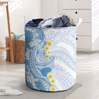 Blue Hawaii Shark Tattoo Laundry Basket Puakenikeni Lei Plumeria Polynesian Pattern LT14 Blue - Polynesian Pride