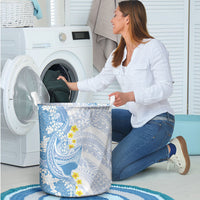 Blue Hawaii Shark Tattoo Laundry Basket Puakenikeni Lei Plumeria Polynesian Pattern LT14 - Polynesian Pride