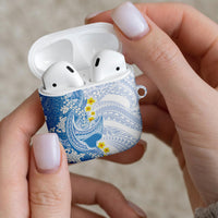 Blue Hawaii Shark Tattoo AirPods Case Puakenikeni Lei Plumeria Polynesian Pattern LT14 - Polynesian Pride