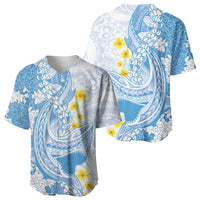 Blue Hawaii Shark Tattoo Baseball Jersey Puakenikeni Lei Plumeria Polynesian Pattern LT14 - Polynesian Pride