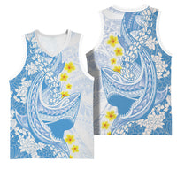Blue Hawaii Shark Tattoo Basketball Jersey Puakenikeni Lei Plumeria Polynesian Pattern LT14 - Polynesian Pride