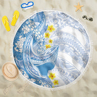 Blue Hawaii Shark Tattoo Beach Blanket Puakenikeni Lei Plumeria Polynesian Pattern LT14 One Size 150cm Blue - Polynesian Pride