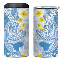 Blue Hawaii Shark Tattoo 4 in 1 Can Cooler Tumbler Puakenikeni Lei Plumeria Polynesian Pattern LT14 One Size: 16 oz Blue - Polynesian Pride