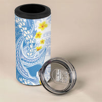 Blue Hawaii Shark Tattoo 4 in 1 Can Cooler Tumbler Puakenikeni Lei Plumeria Polynesian Pattern LT14 - Polynesian Pride
