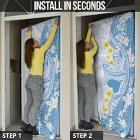Blue Hawaii Shark Tattoo Door Cover Puakenikeni Lei Plumeria Polynesian Pattern LT14 - Polynesian Pride