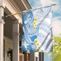 Blue Hawaii Shark Tattoo Garden Flag Puakenikeni Lei Plumeria Polynesian Pattern LT14 House Flag Blue - Polynesian Pride