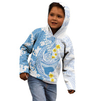 Blue Hawaii Shark Tattoo Kid Hoodie Puakenikeni Lei Plumeria Polynesian Pattern LT14 - Polynesian Pride