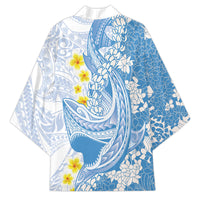 Blue Hawaii Shark Tattoo Kimono Puakenikeni Lei Plumeria Polynesian Pattern LT14 - Polynesian Pride