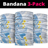 Blue Hawaii Shark Tattoo Neck Gaiter Puakenikeni Lei Plumeria Polynesian Pattern LT14 package One Size: 25*50cm Blue - Polynesian Pride