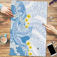 Blue Hawaii Shark Tattoo Puzzle Puakenikeni Lei Plumeria Polynesian Pattern LT14 Blue - Polynesian Pride