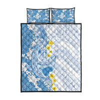 Blue Hawaii Shark Tattoo Quilt Bed Set Puakenikeni Lei Plumeria Polynesian Pattern LT14 - Polynesian Pride