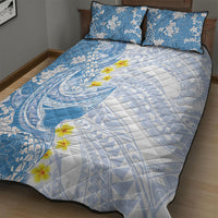 Blue Hawaii Shark Tattoo Quilt Bed Set Puakenikeni Lei Plumeria Polynesian Pattern LT14 - Polynesian Pride