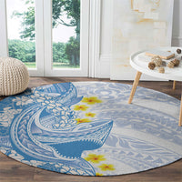 Blue Hawaii Shark Tattoo Round Carpet Puakenikeni Lei Plumeria Polynesian Pattern LT14 - Polynesian Pride