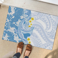Blue Hawaii Shark Tattoo Rubber Doormat Puakenikeni Lei Plumeria Polynesian Pattern LT14 - Polynesian Pride