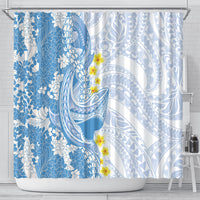 Blue Hawaii Shark Tattoo Shower Curtain Puakenikeni Lei Plumeria Polynesian Pattern LT14 - Polynesian Pride
