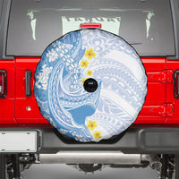 Blue Hawaii Shark Tattoo Spare Tire Cover Puakenikeni Lei Plumeria Polynesian Pattern LT14 - Polynesian Pride