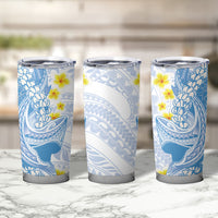 Blue Hawaii Shark Tattoo Tumbler Cup Puakenikeni Lei Plumeria Polynesian Pattern LT14 - Polynesian Pride